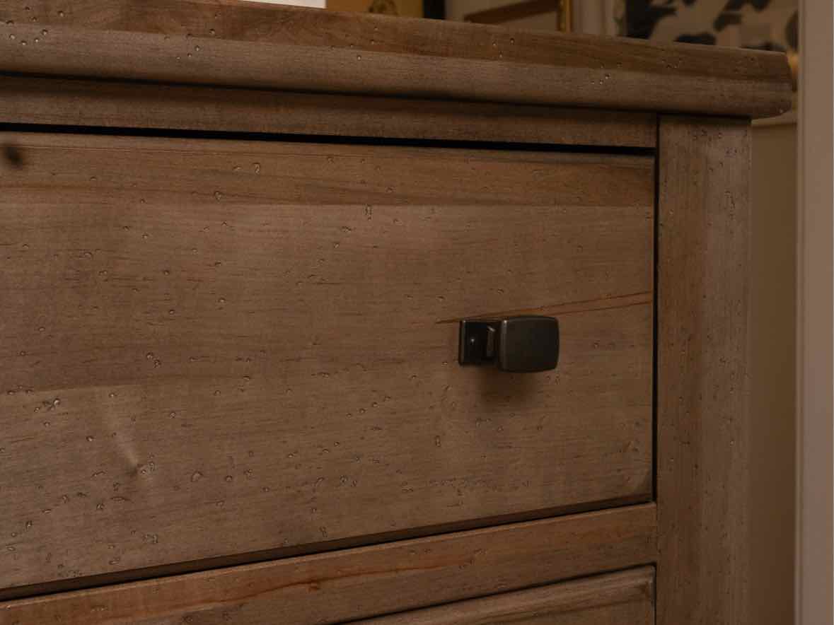 Solid American Maple 7 Drawer Dresser in Distressed Gray Finish