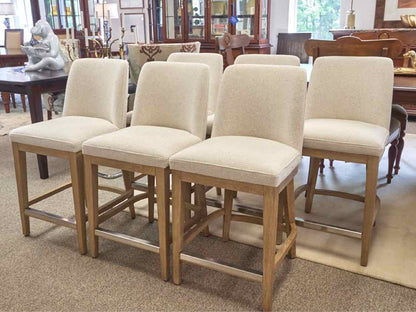 Pottery Barn Set of Six 'Layton' Counter Stools in Cream