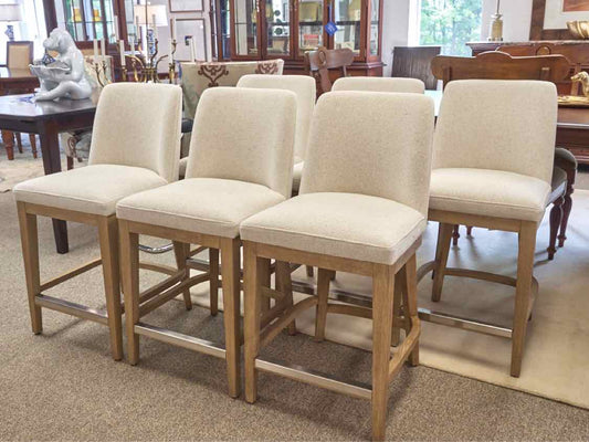 Pottery Barn Set of Six 'Layton' Counter Stools in Cream