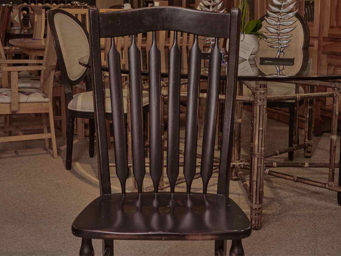 Maple Top Distressed  Black Finish Turned Legs Dining Table & 6 Chairs