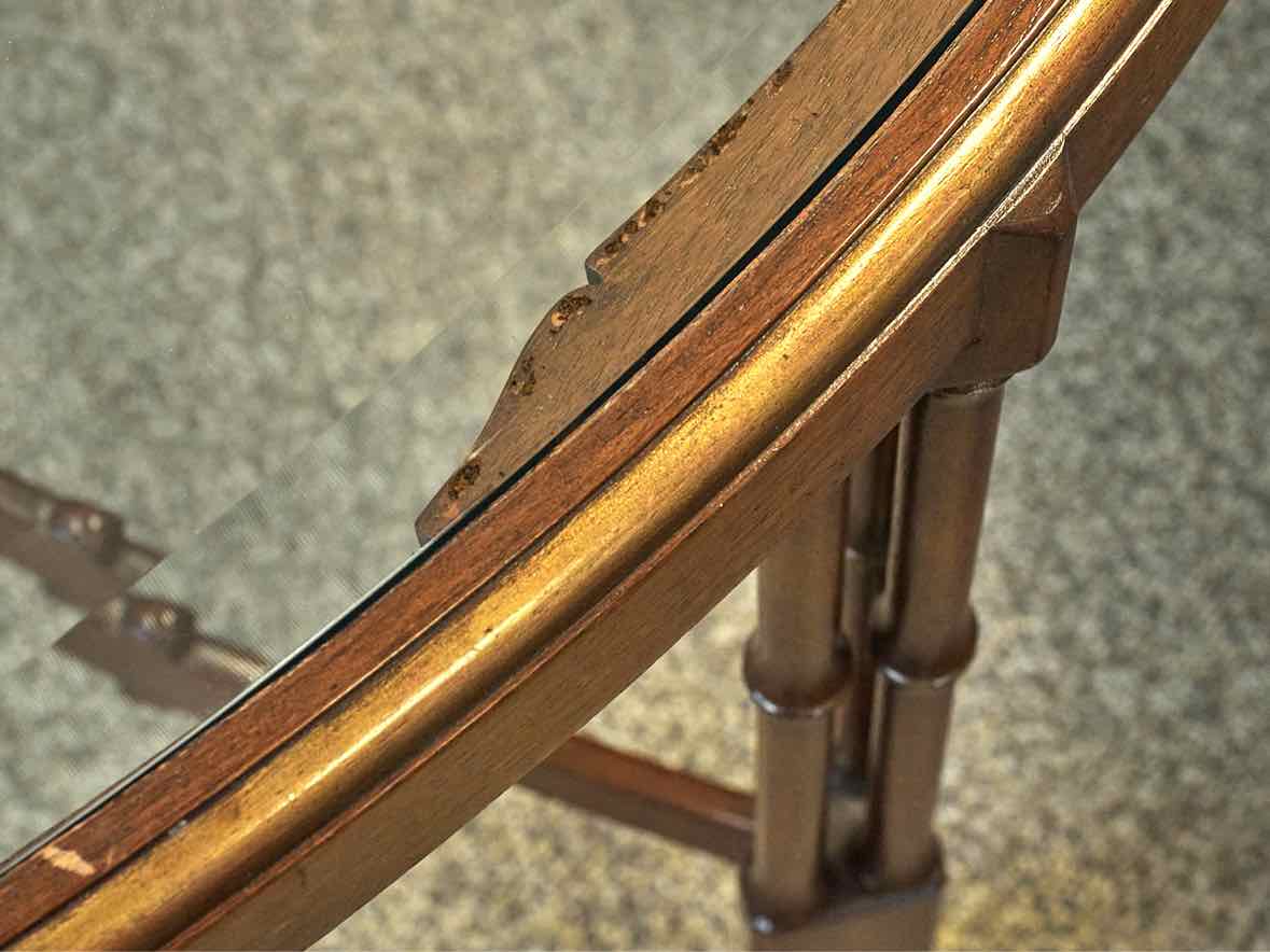 Oval Mahogany Cocktail Table with Beveled Glass Top