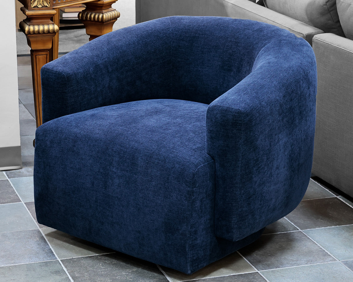 Leggett & Platt Blue Upholstered Swivel Accent Chair