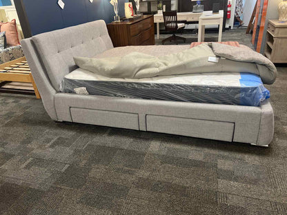 West Elm Grey Queen Storage Bed
