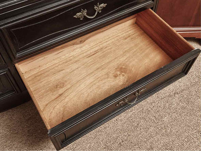 Dixie French Provincial Style Black Finish 7 Drawer Dresser