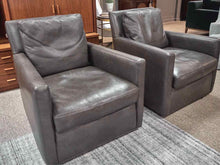 Pair of Lee Swivel Leather Chairs in Manattan Pewter Grey  (L1296-01SW)