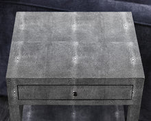 Amberly Nightstand in Faux Gray Shagreen, One Drawer. One Shelf