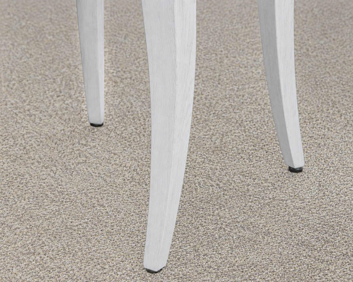 Set Of 4  La Beau Dining Chairs In Distressed White Finish & Grey Pebbled Uphols