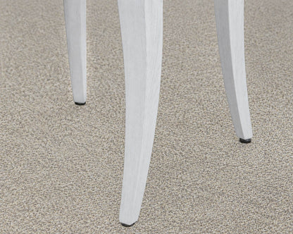 Set Of 4  La Beau Dining Chairs In Distressed White Finish & Grey Pebbled Uphols