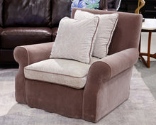 Pair of Mohair Swivel Chairs and Ottoman