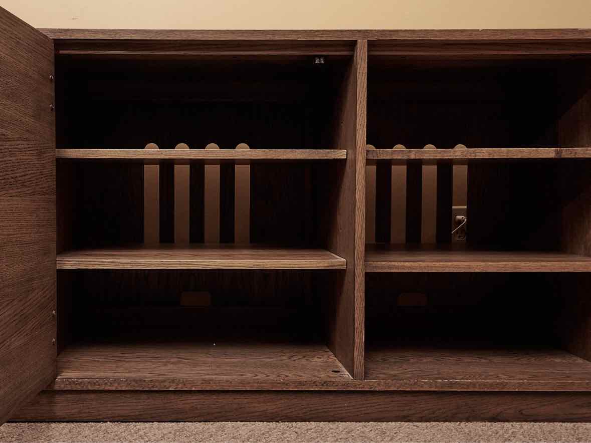 Ethan Allen New Zealand Pine 2 Door 2 Shelf & Side Panel Storage  Media Console