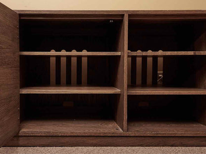 Ethan Allen New Zealand Pine 2 Door 2 Shelf & Side Panel Storage  Media Console