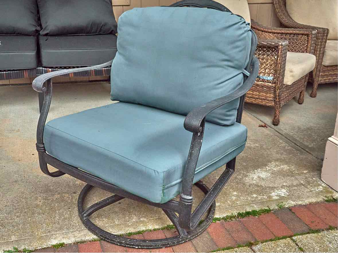 Black Cast Aluminum Outdoor Sofa & 2 Chair & Ottoman  Set