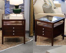 Pair of Dark Cherry Glass Top Side Tables