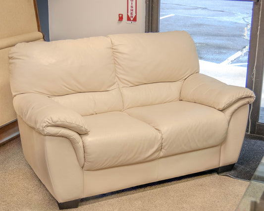 Italian Cream Leather Loveseat