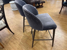 Crate & Barrel Pair of 'Camille' Velvet Counter Stools