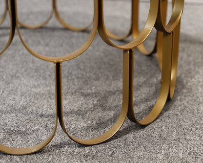 Gold Contemporary Drum Accent Table
