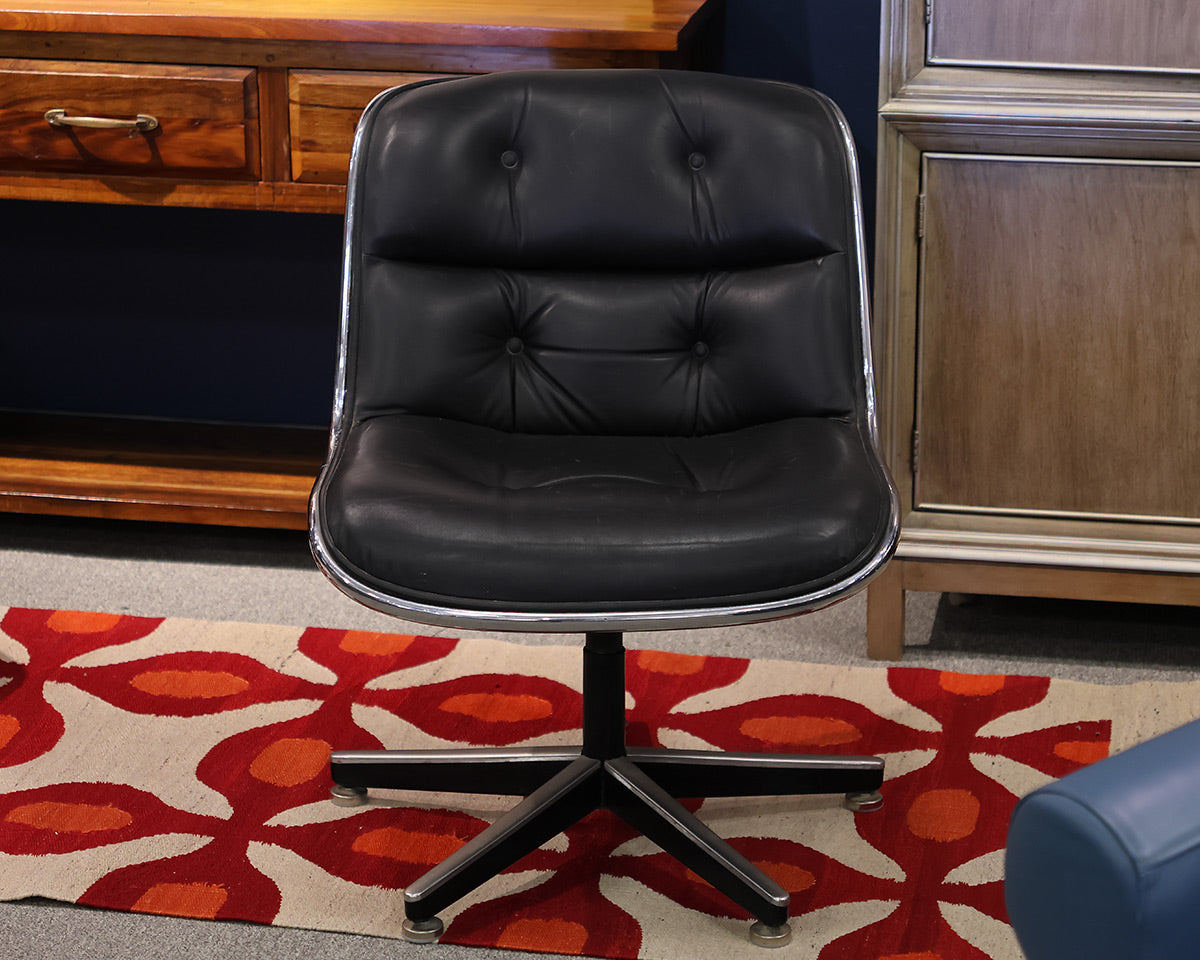 Vintage Leather Black Swivel Office Chair