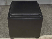 Basset Black Leather Cube Ottoman