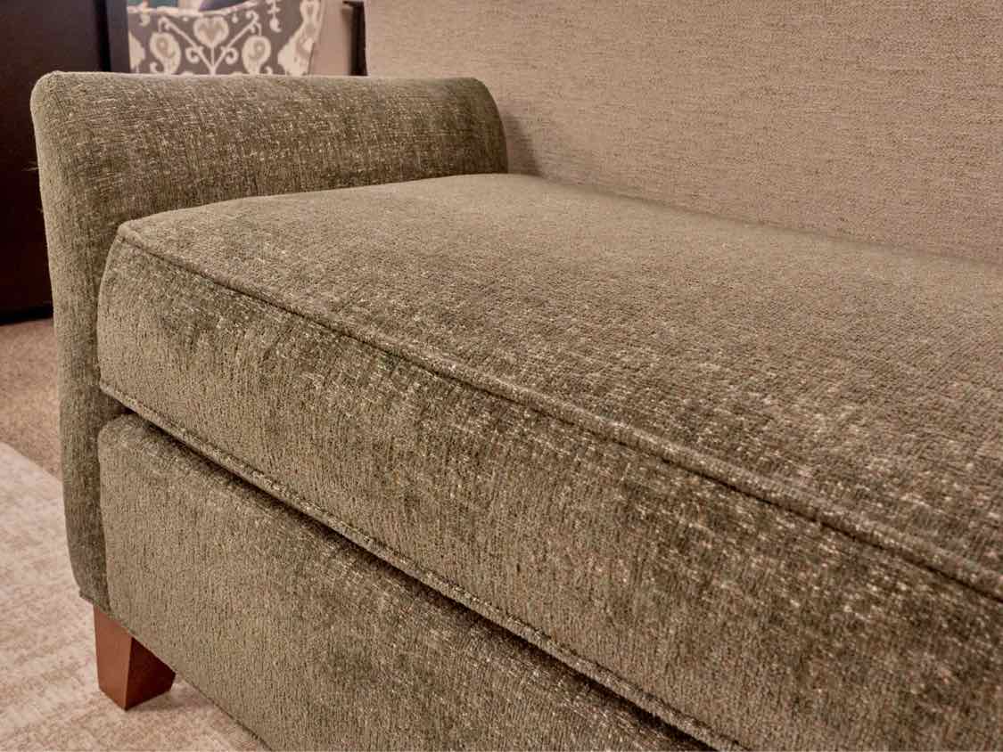 Custom Upholstered Bench in Moss Green