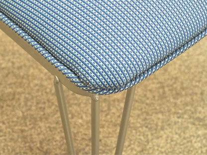 Set of 10 Regal Dining Chairs in Blue Uphostery with Silver Finish Frame