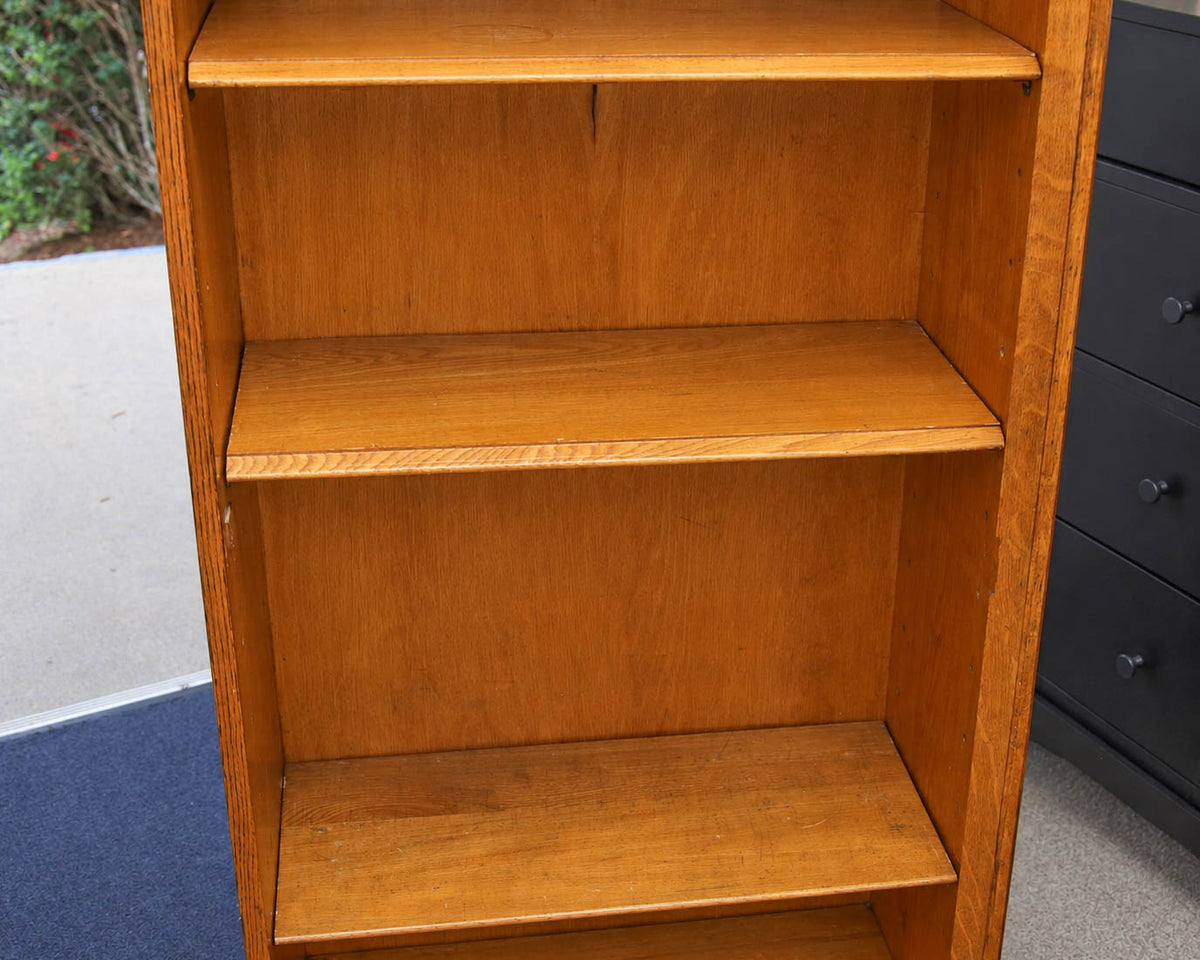 Oak Glass Door Bookcase with 3 Adjustable Shelves