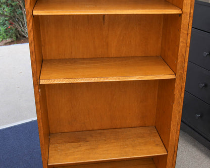Oak Glass Door Bookcase with 3 Adjustable Shelves