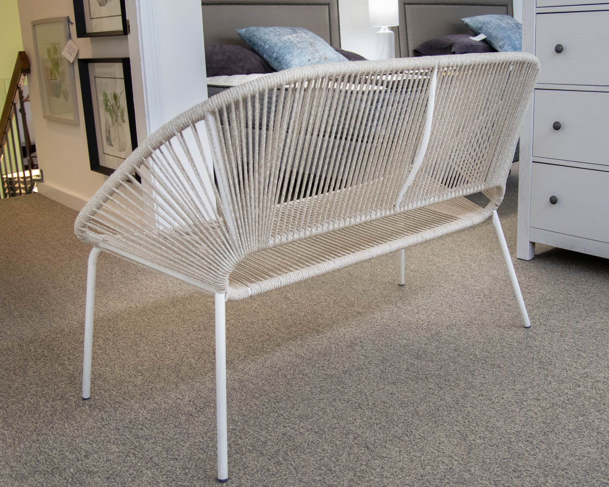 Mid-Century Modern Style Cord Wrapped Settee on Metal Frame