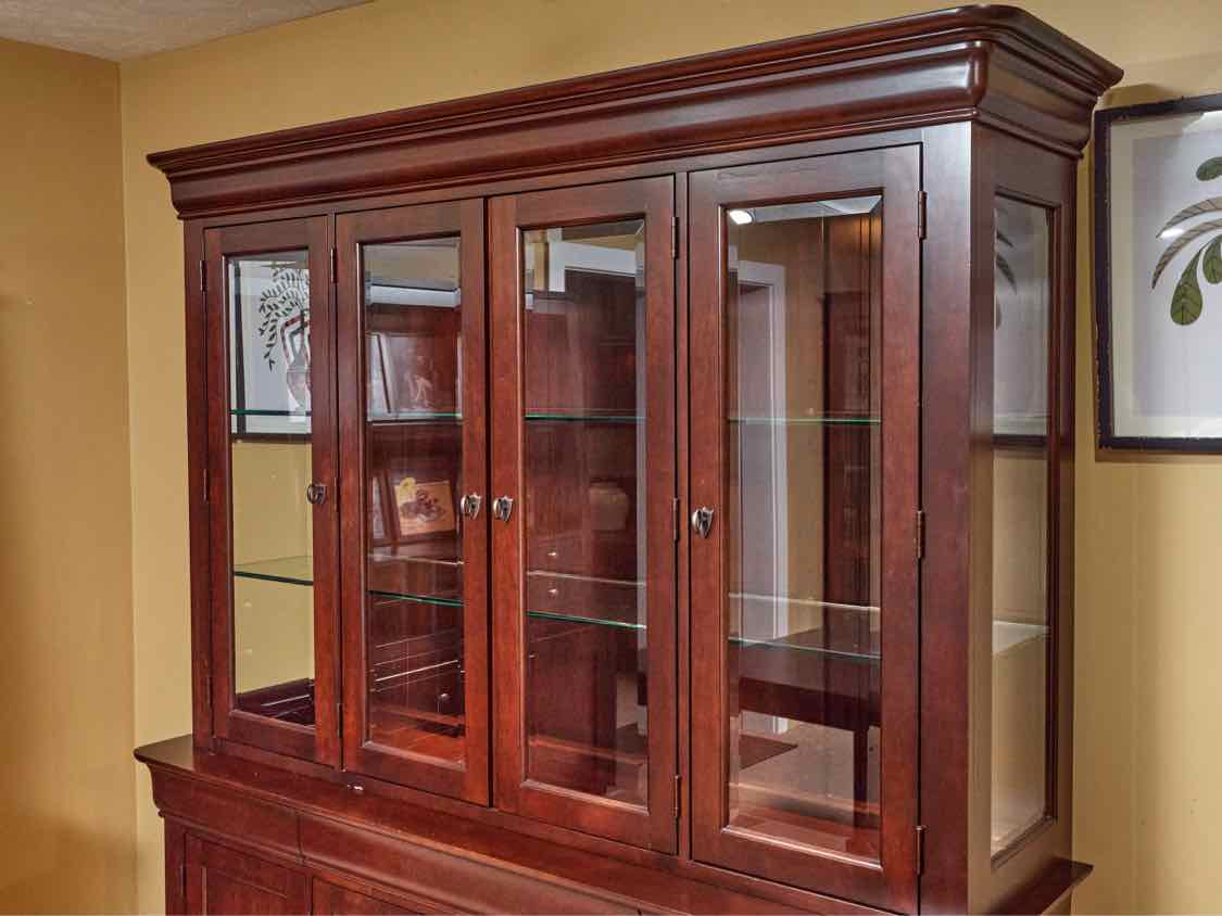West Brothers Louis Phillippe Style  Dark  Cherry Finish 2 Piece China Cabinet