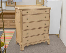 Solid Mahogany 5 Drawer Chest Distressed in Muted Nude