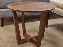 Mid Century Style Round Walnut Side Table