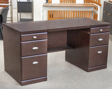 Dark Finish Desk with 6 Drawers