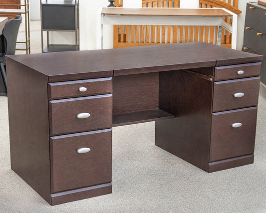 Dark Finish Desk with 6 Drawers