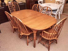 Bent Bros Colonial Oak Oval  Table & 6 Oak Windsor Chair Set
