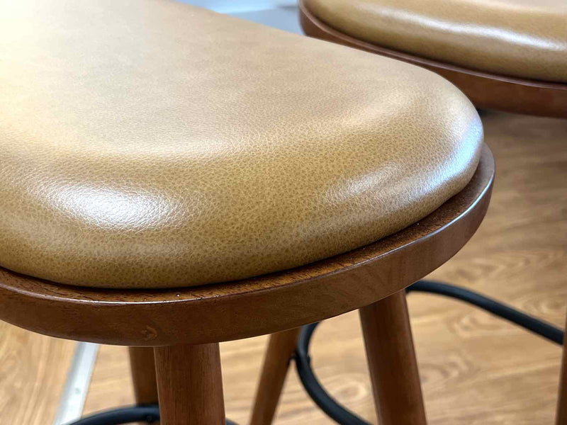 Pair of 'Abel' Leather Counter Stools