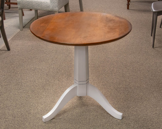 Soild Cherry Top Dining Table with White Finish Pedestal Base