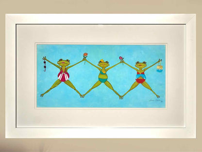 'Summer Splash III'  White Frame Double Matted Watercolor Print