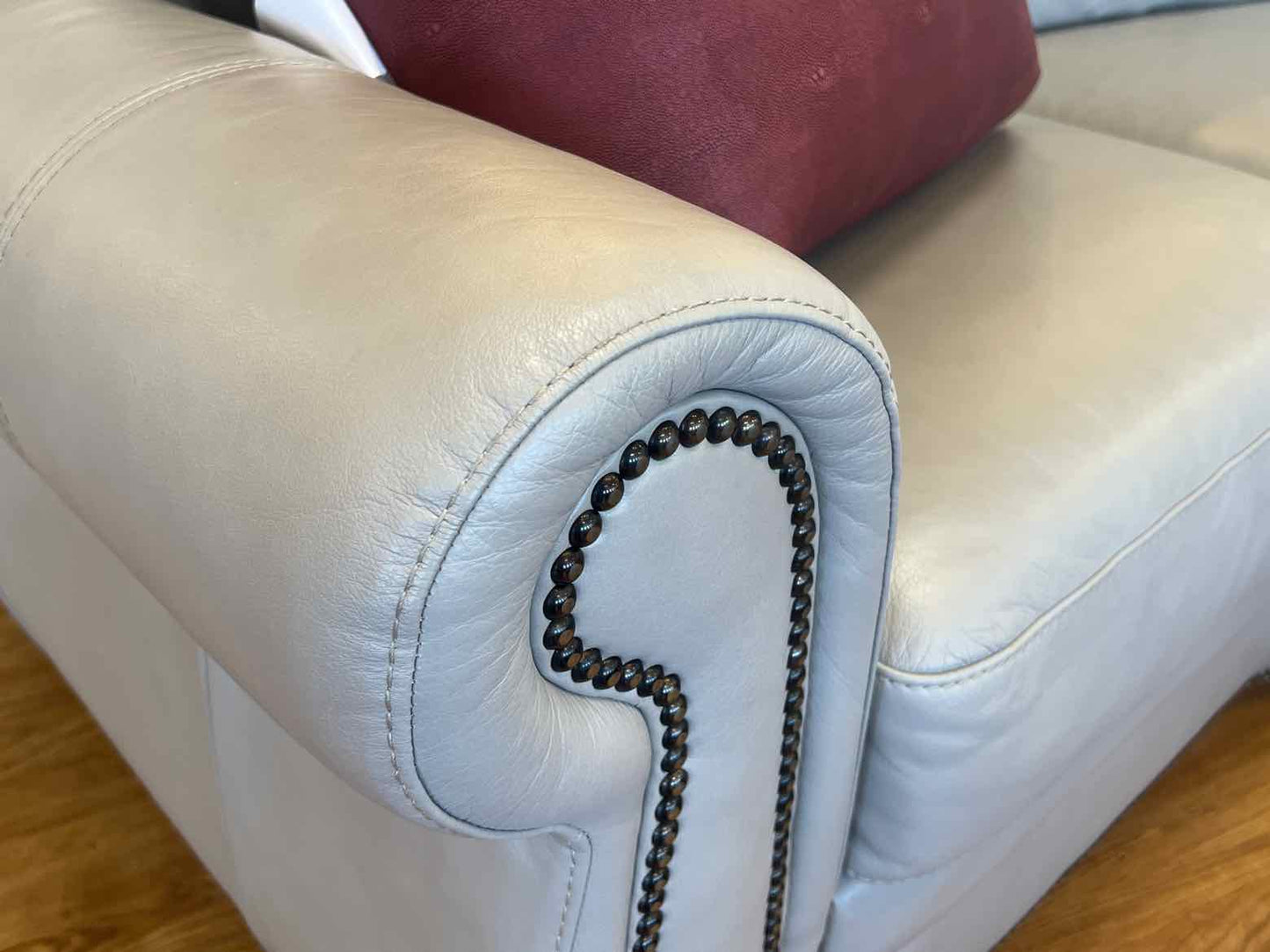 Grey Leather Curved Sofa