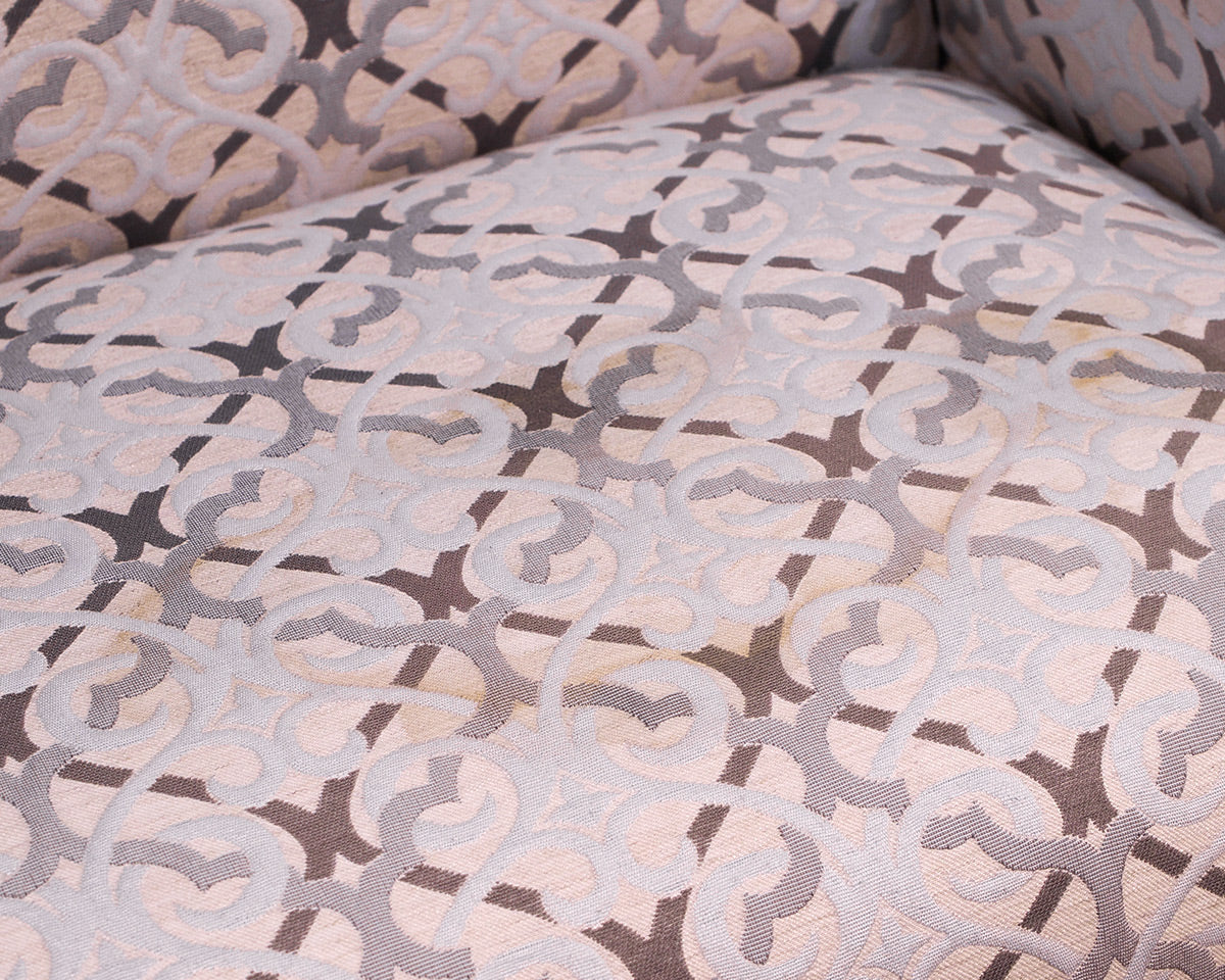Upholstered Settee with Rolled Arms and Turned Legs