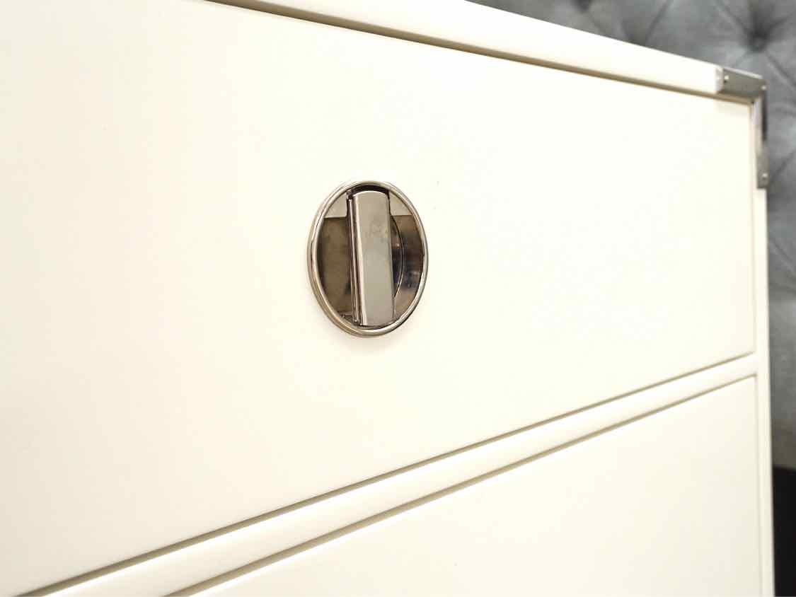 West Elm Cream 6 Drawer Dresser with Nickle Pulls & Legs