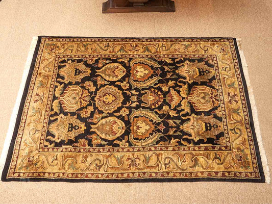 Gold & Black Wool Area Rug