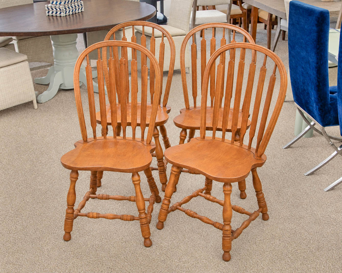 Set of 4 E. R. Buck Windsor Dining Chairs in Solid Rock Maple