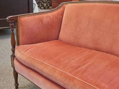 Hickory Chair Mahogany Frame Settee in Rose