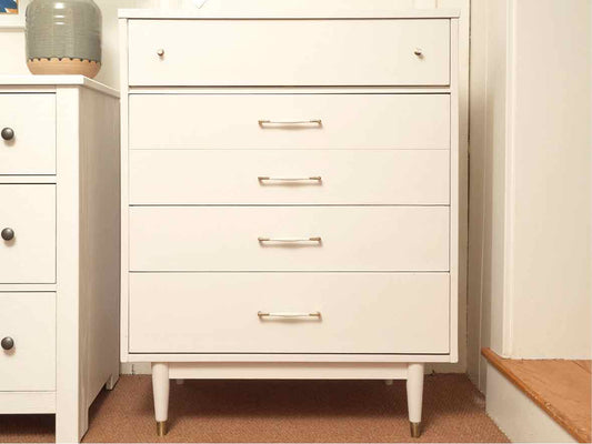 American Made Tall Chest with 5 Drawers in Wildwood White Finish