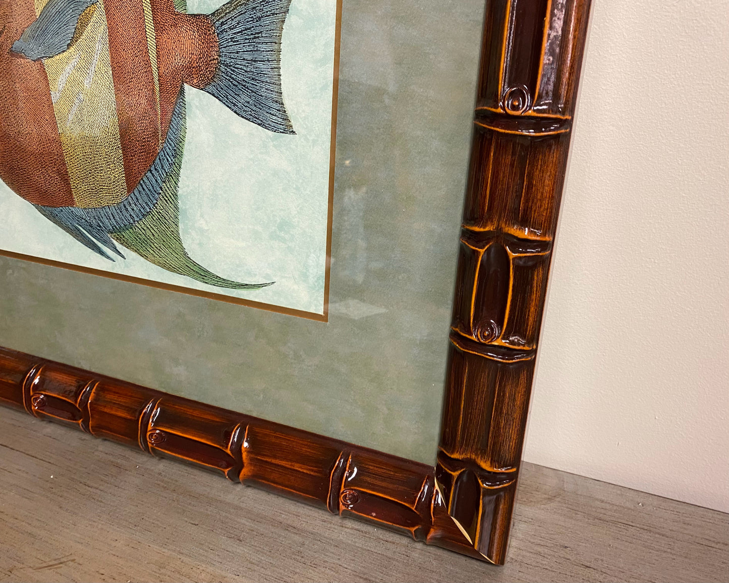 Angel Fish I Wall Decor in Faux Bamboo Frame