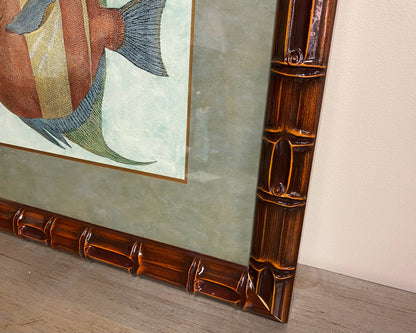 Angel Fish I Wall Decor in Faux Bamboo Frame