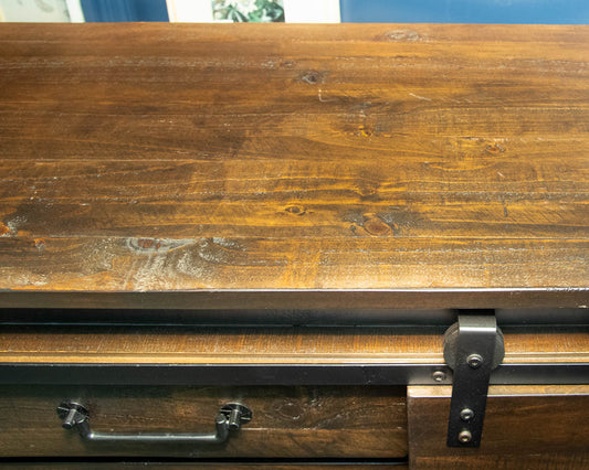 Rustic Solid Pine Chifferobe in Walnut Finish & 7 Drawers