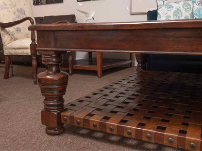 Theodore Alexander 'Eleanor' Mahogany& Parquetry Cocktail Table With  Shelf