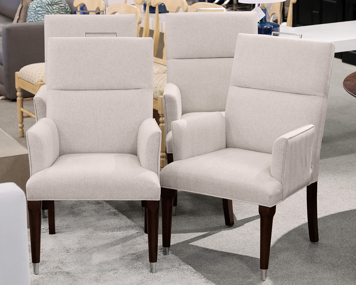 Set of 4 Custome Vanguard Upholstered Dining Chairs