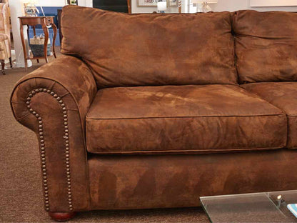 Klausner Micro Fiber Brown Suede 2 Cushion  Nailhead Trim Bun Feet Sofa