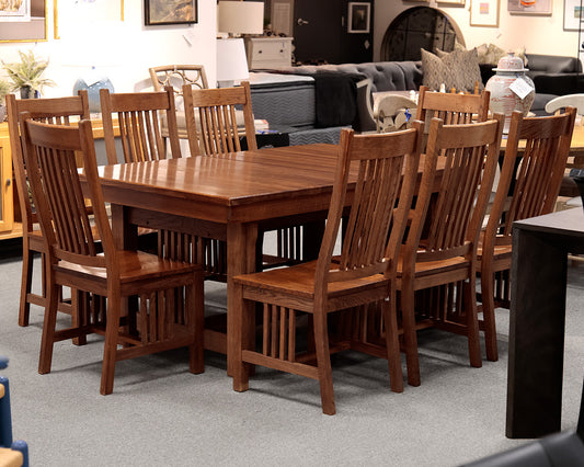 Oak Mission Style Table & 8 Chair Set